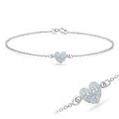 Heart with CZ Stones Silver Bracelet BRS-171